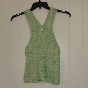 Francesca's Mint Green Crochet Tank Top Medium